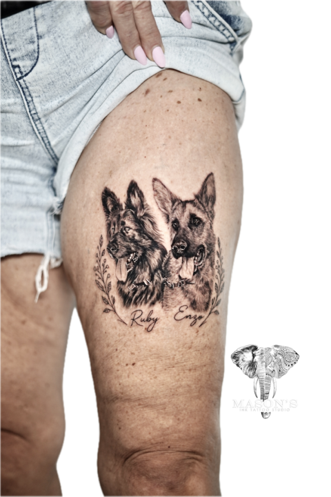 Realism Dog Portrait Tattoo Design