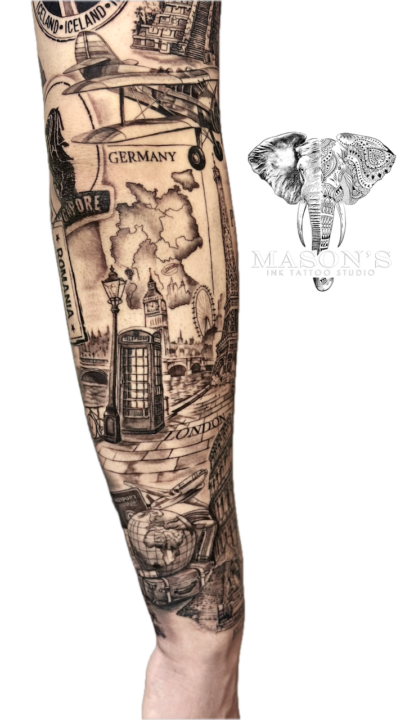 Realistic World Travel Tattoo Design