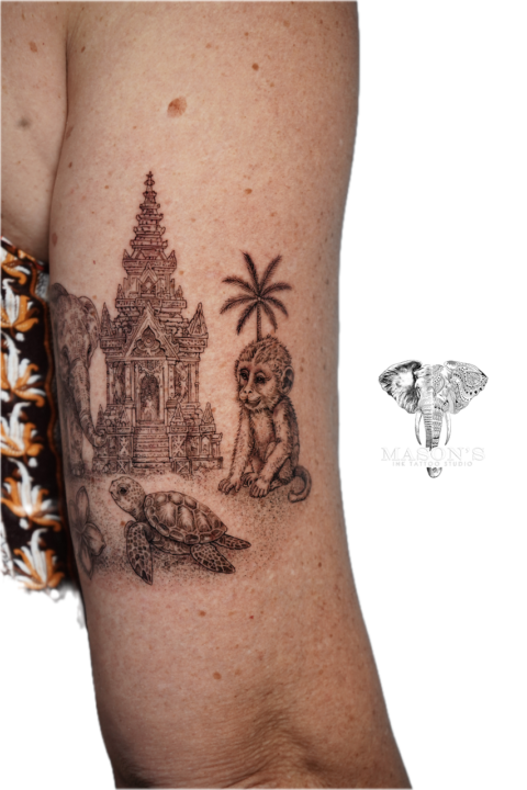 Temple Realism Tattoo Design