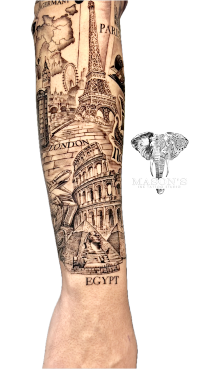 Travel Adventure Realism Tattoo Design