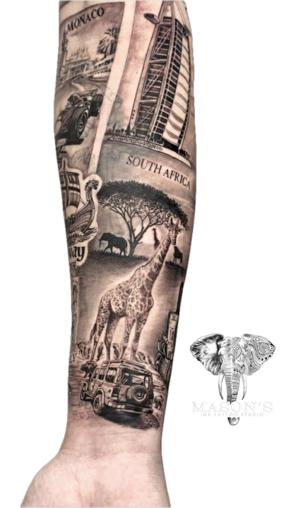 Travel Inspired Realism Tattoo Design