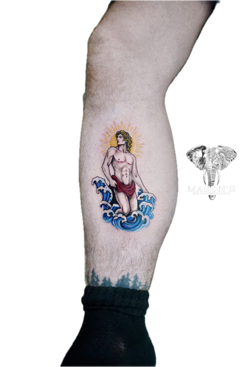 Vibrant Custom Sea-Themed Color Tattoo Design