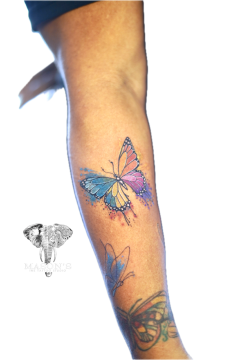 Watercolor Butterfly Tattoo Design by Mason’s Ink