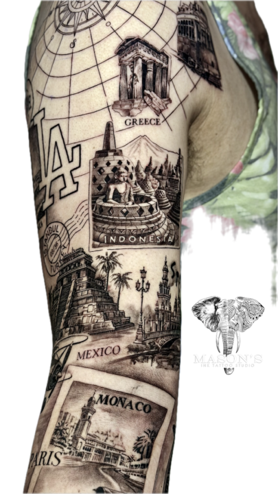 World Adventure Realism Tattoo Design