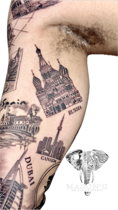 World Travel Realism Tattoo