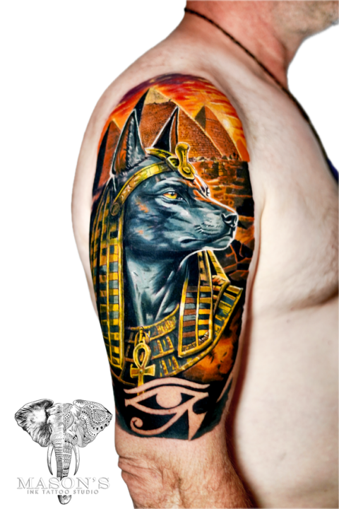 Anubis Cover Up Tattoo Design