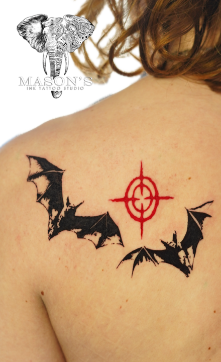 Black Work Batman Tattoo Design