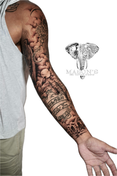 Black and Grey Cloud Tattoo Design