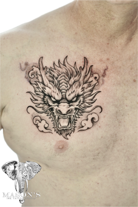 Black and Grey Dragon Tattoo Design