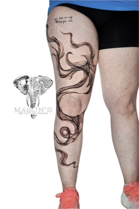 Black and Grey Smoke Tattoo Design