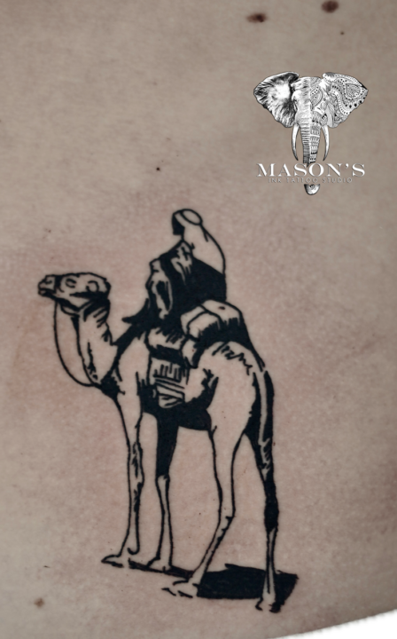 Blackwork Camel Tattoo Design