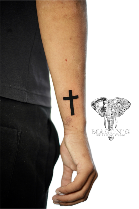 Blackwork Cross Tattoo Design