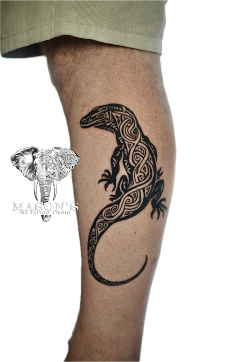 Blackwork Komodo Tattoo Design