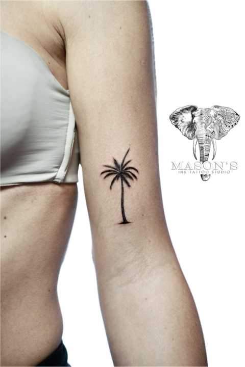Blackwork Palm Tree Tattoo Design