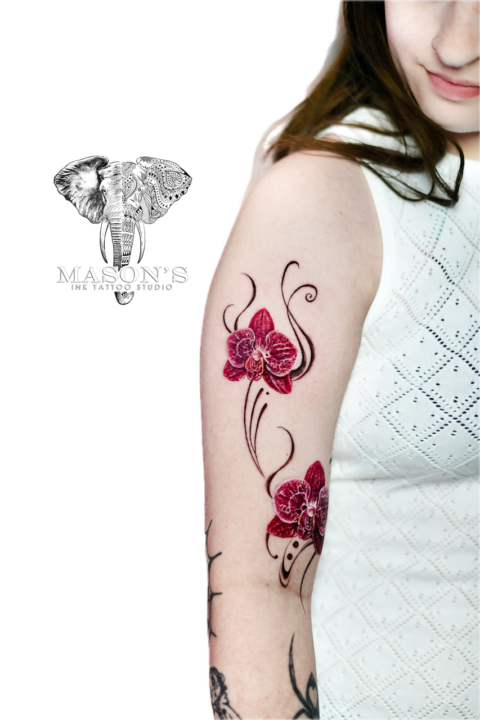 Color Floral Realism Tattoo Design