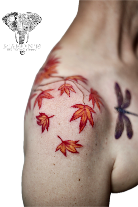 Color Leaf Tattoo Design