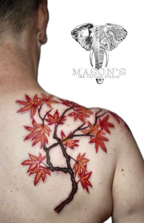 Color Leaf Tattoo Design