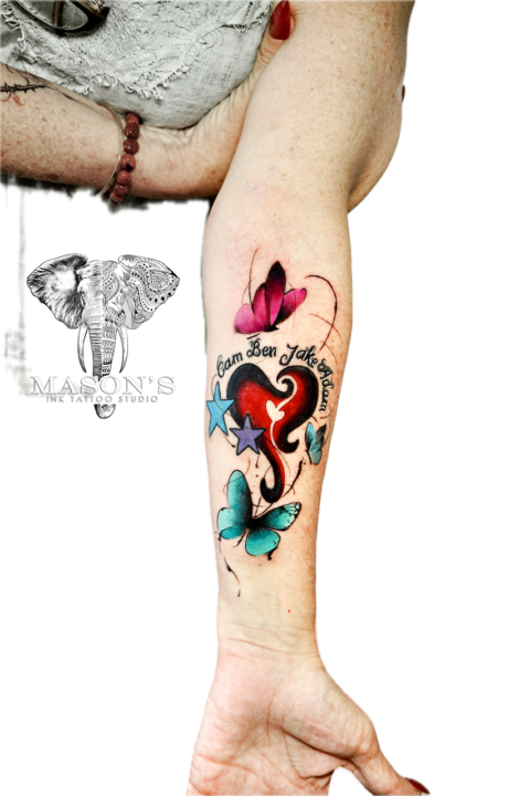 Color Love Script Tattoo Design