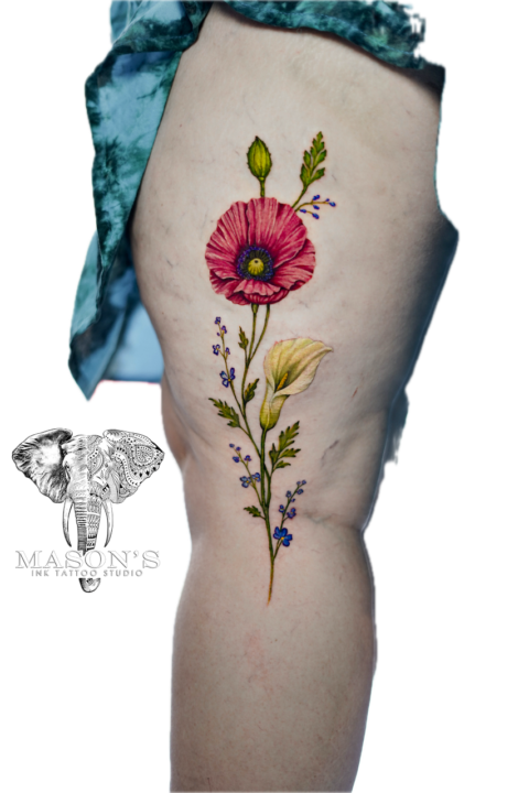 Color Realism Flower Tattoo Design