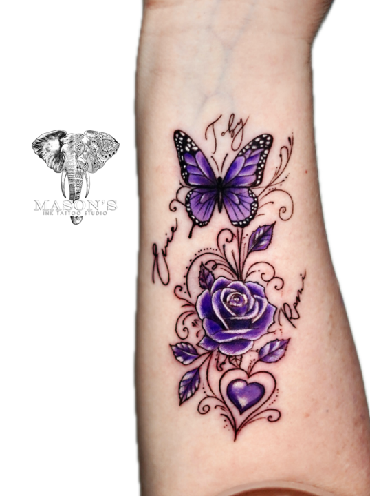 Color Rose Flower Tattoo Design