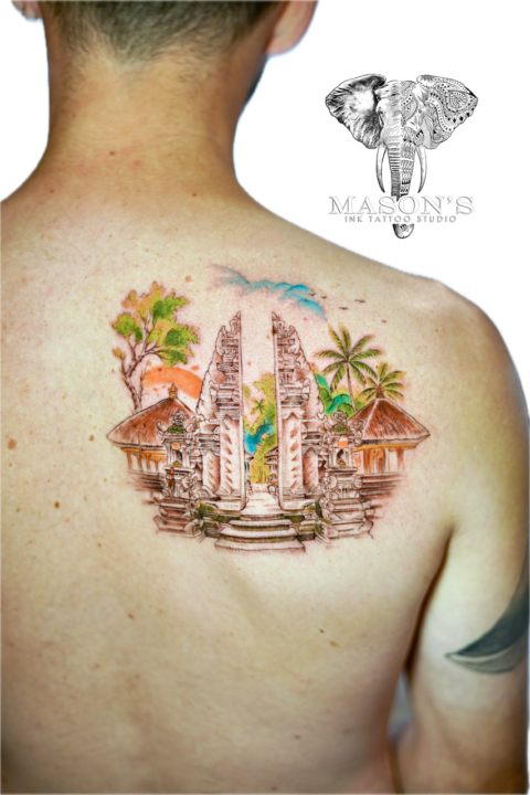 Color Temple Tattoo Design