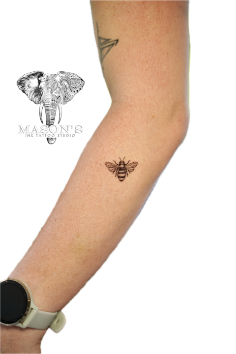 Fine Line Bee Tattoo Design