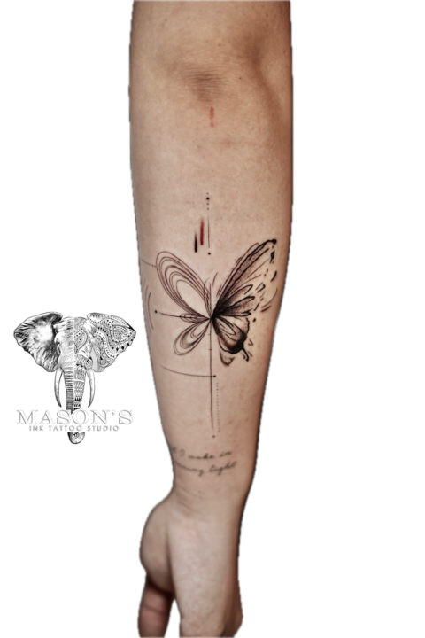 Fine Line Butterfly Tattoo Design