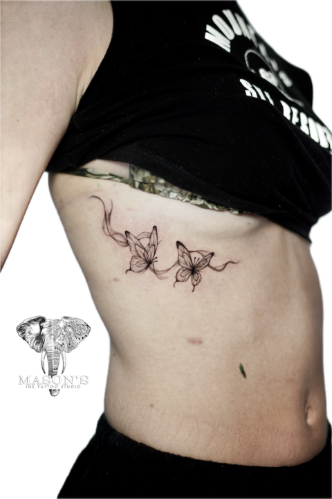 Fine Line Butterfly Tattoo Design