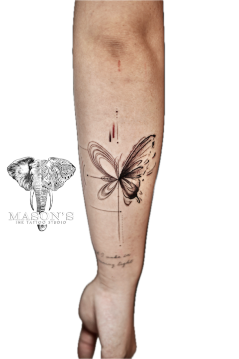 Fine Line Butterfly Tattoo Design