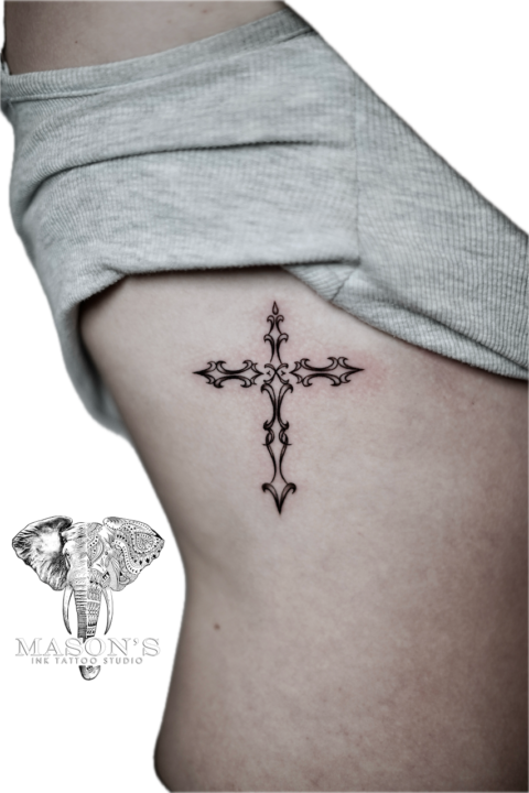 Fine Line Cross Tattoo Design
