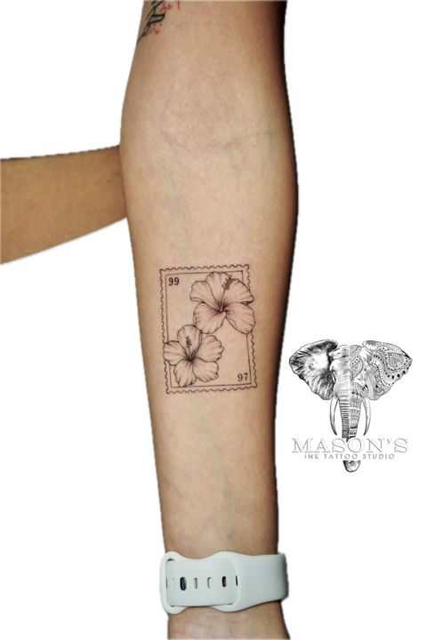 Fine Line Floral Frame Tattoo Design