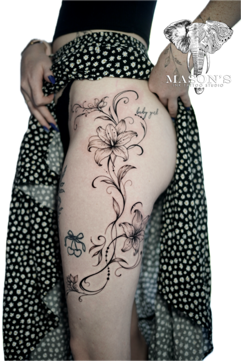 Fine Line Floral Tattoo Design