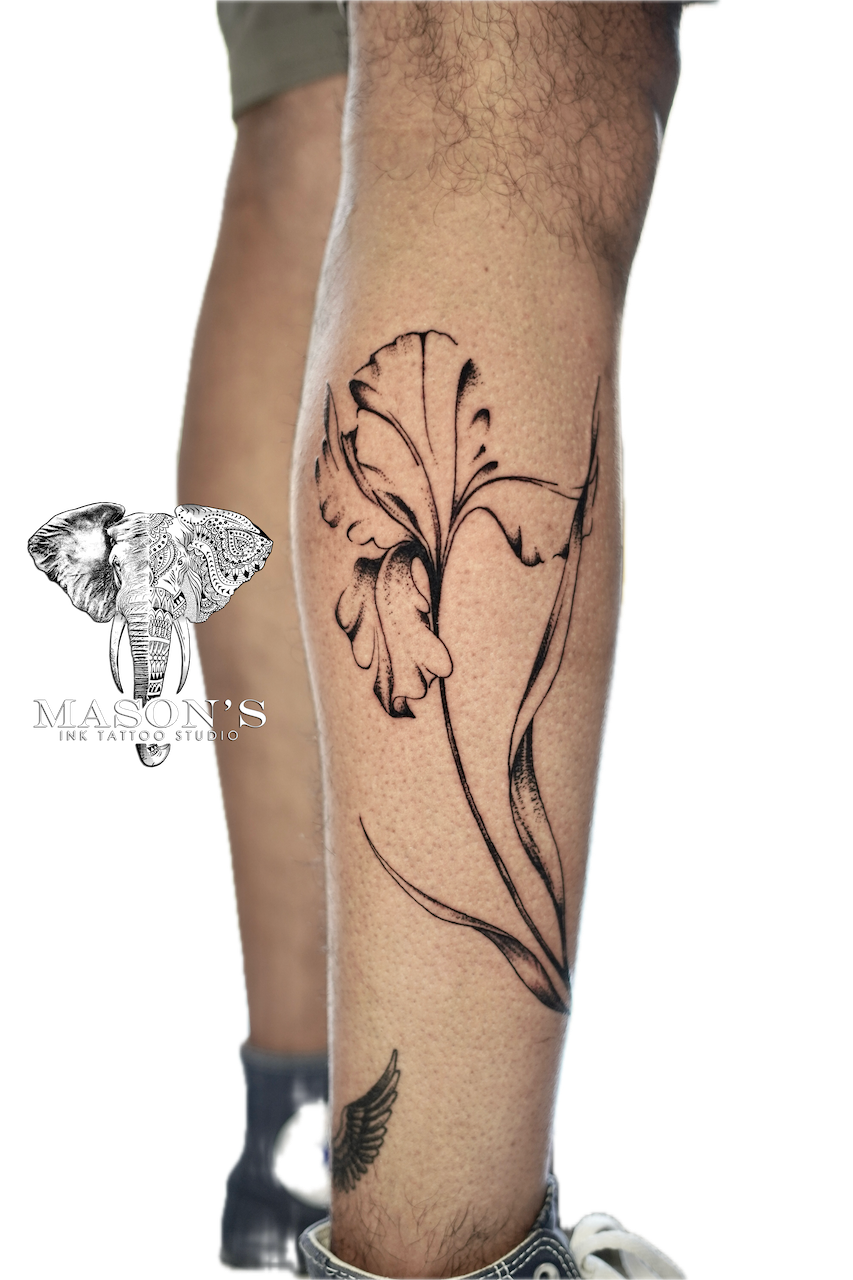 Fine Line Floral Tattoo Design’.