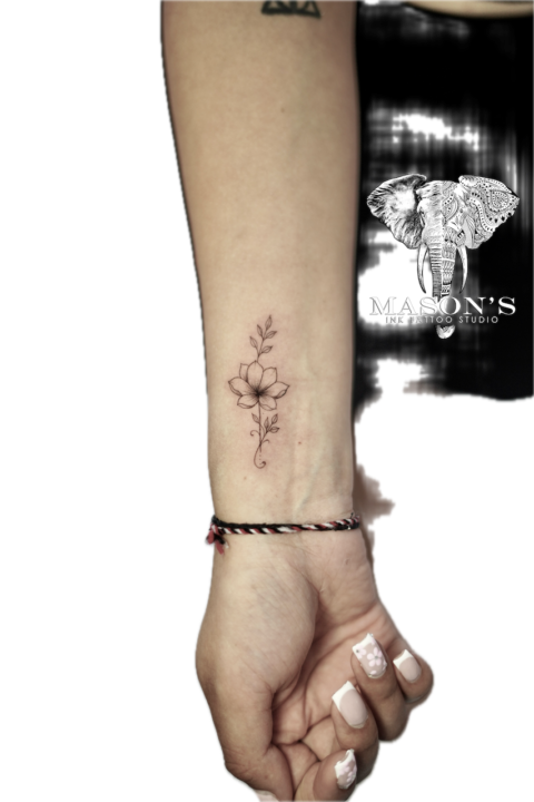 Fine Line Flower Tattoo Design