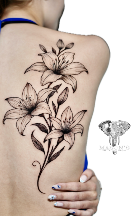 Fine Line Flower Tattoo Design 3