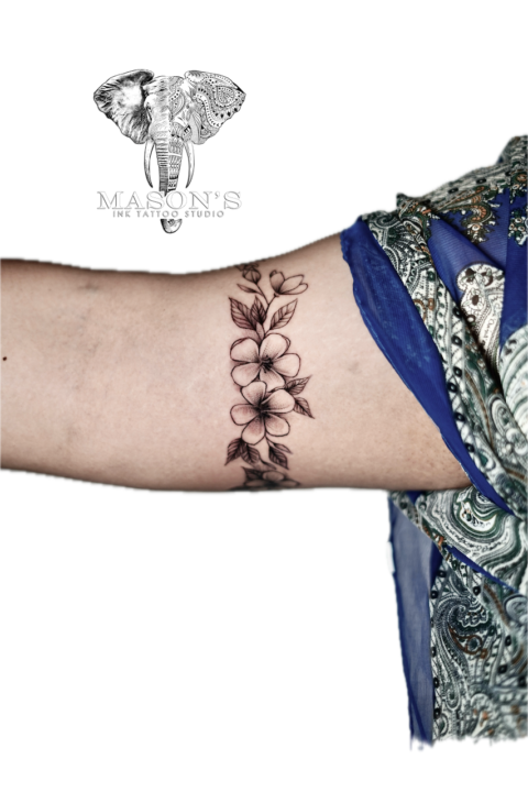 Fine Line Flower Tattoo Design
