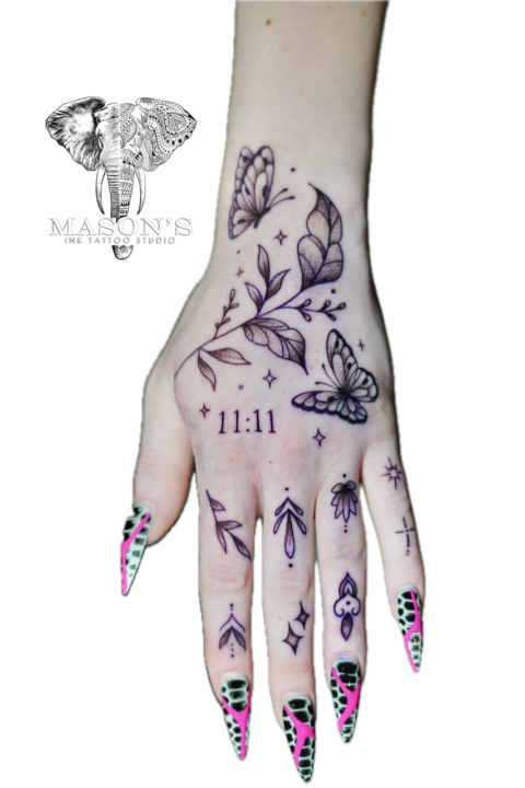 Fine Line Flower Tattoo Design