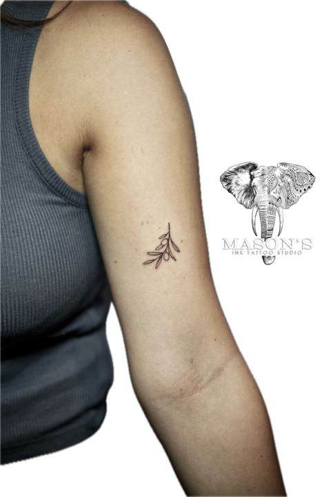 Fine Line Leaf Tattoo Design