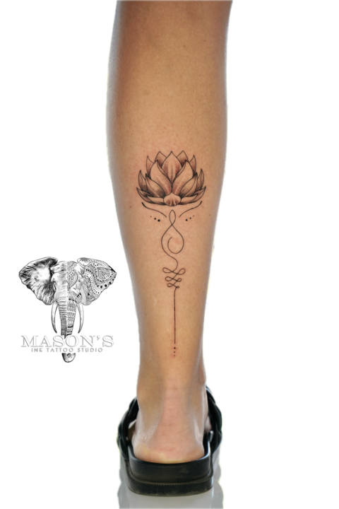 Fine Line Lotus Flower Tattoo Design
