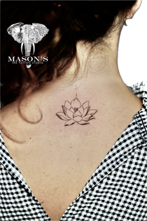 Fine Line Lotus Tattoo