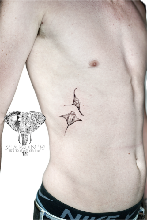 Fine Line Manta Ray Tattoo Design
