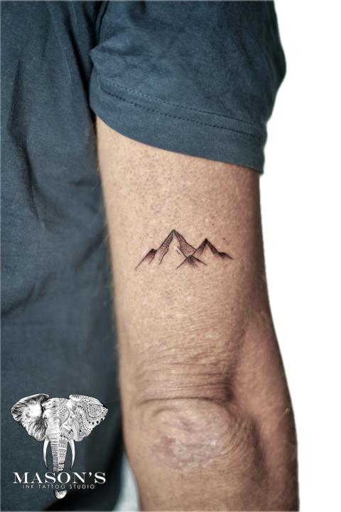 Fine Line Mountain Tattoo Design