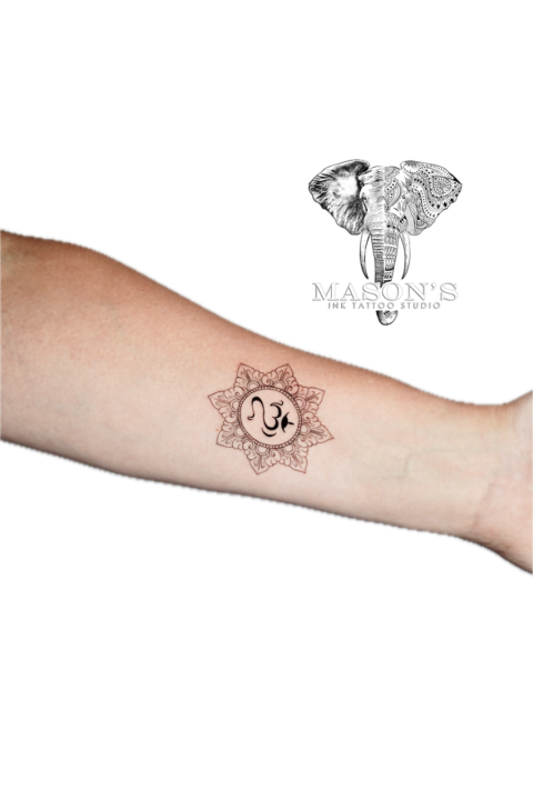 Fine Line Om Symbol Tattoo Design
