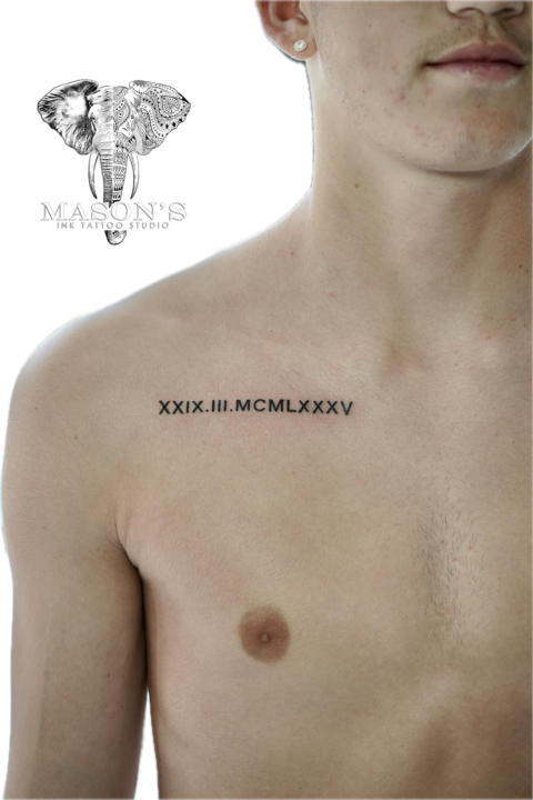 Fine Line Roman Numeral Tattoo Design