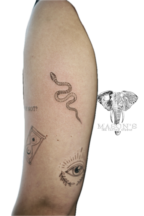 Fine Line Snake Tattoo Design