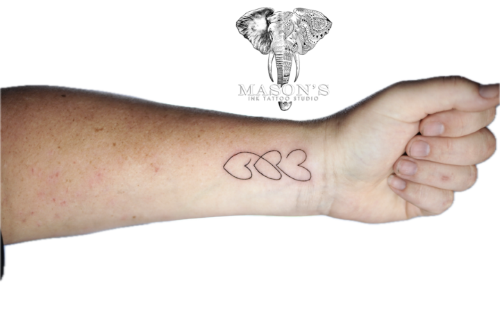 Fine Line Three Hearts Tattoo Design