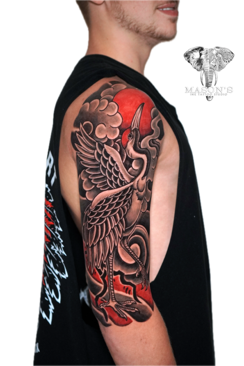 Japanese Flamingo Tattoo Design