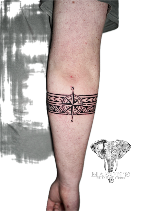 Polynesian Armband Compass Tattoo Design