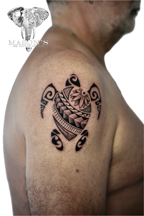 Polynesian Sea Turtle Tattoo Design