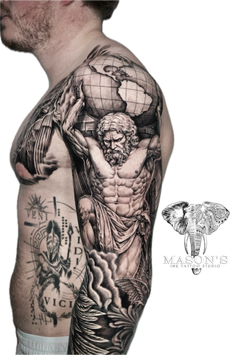 Realism Atlas Tattoo Design